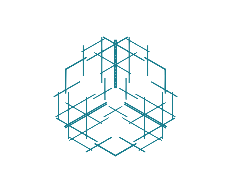 Mavi renkte 3D geometrik şekil, karmaşık bir iskelet veya yapısal iskelet modeli.