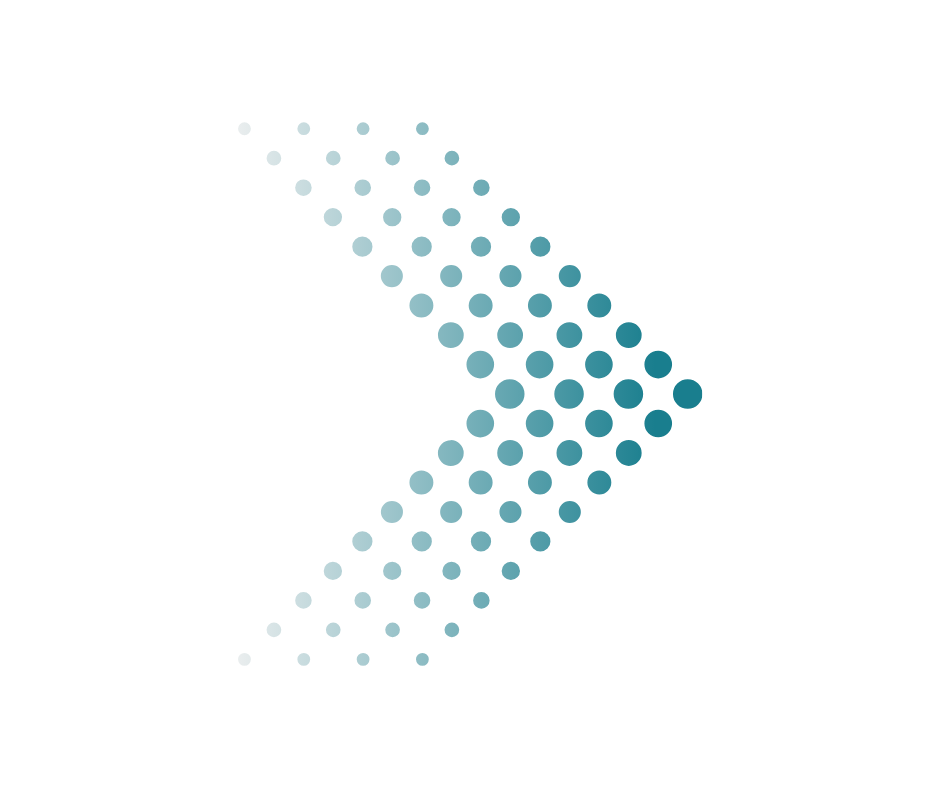 Gri ve mavi tonlarda dizilmiş noktalardan oluşan ok simgesi.