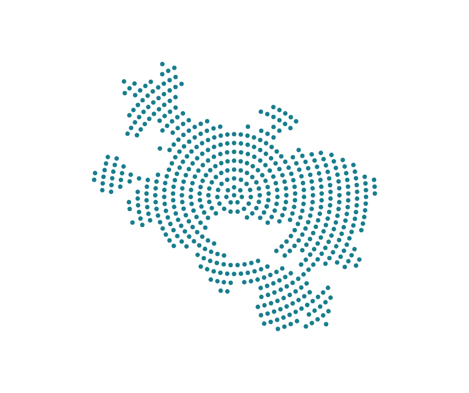 Daireler ve noktalar kullanılarak oluşturulmuş Türkiye haritası modeli