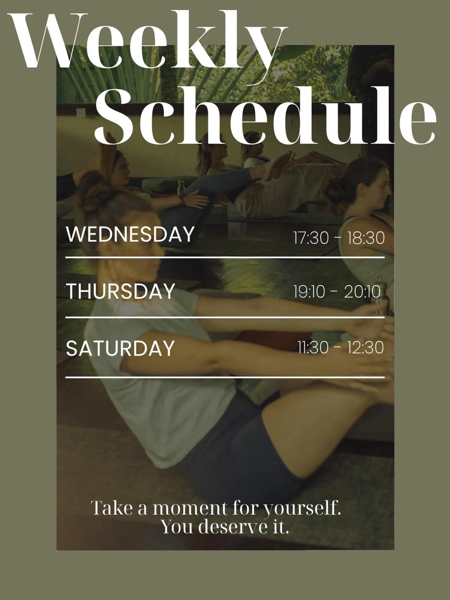 The weekly schedule at the little studio 🧘🏼&zwj;♀️🤸🏼&zwj;♀️

Wednesday: Tantric Hatha, 17:30&ndash;18:30
An engaging and activating midweek reset. This class invites you to move with intention, build gentle heat, and reconnect to your energy thro