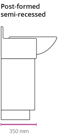 Post-formed semi-recessed Trovex vanity unit