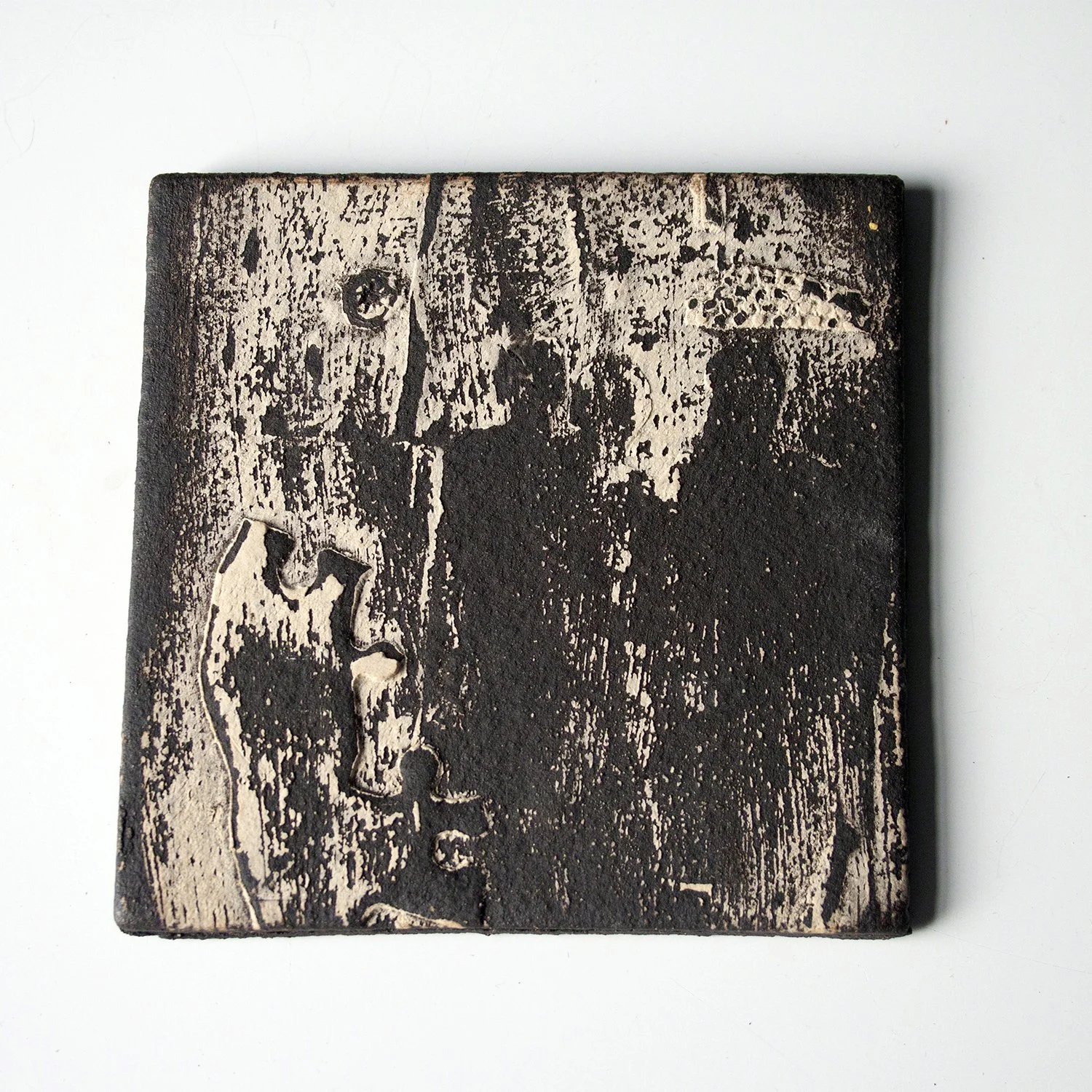 Black Clay Square Tile with Subtle Figure Surface