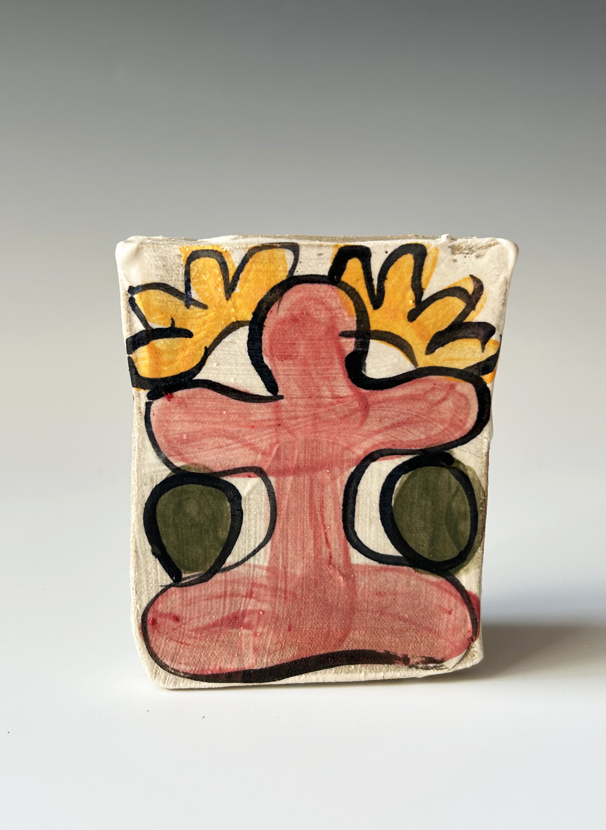 Small Sculpture/ Ceramic Sketch: Bottle Bottom Orange