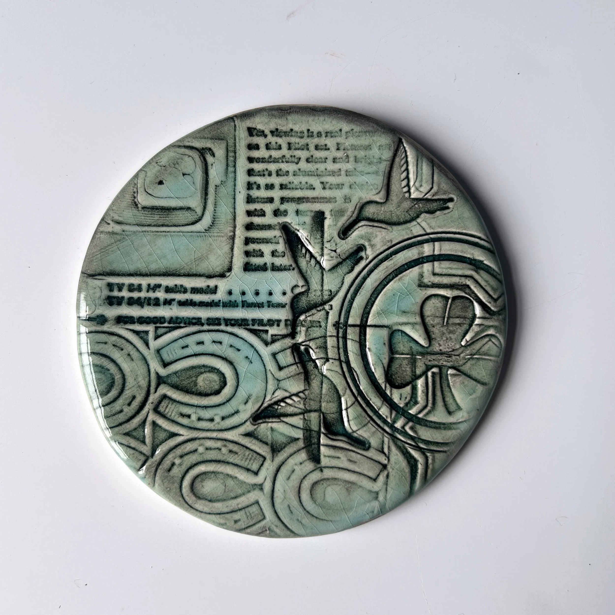 Textured Ceramic Plaque: Horseshoe and Clover