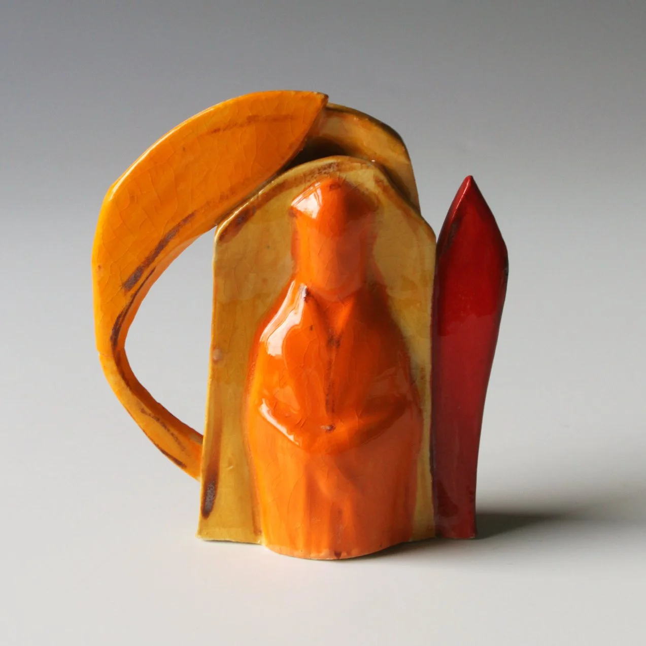 Small Sculpture/ Ceramic Sketch: Orange Bishop Tea Pot Form