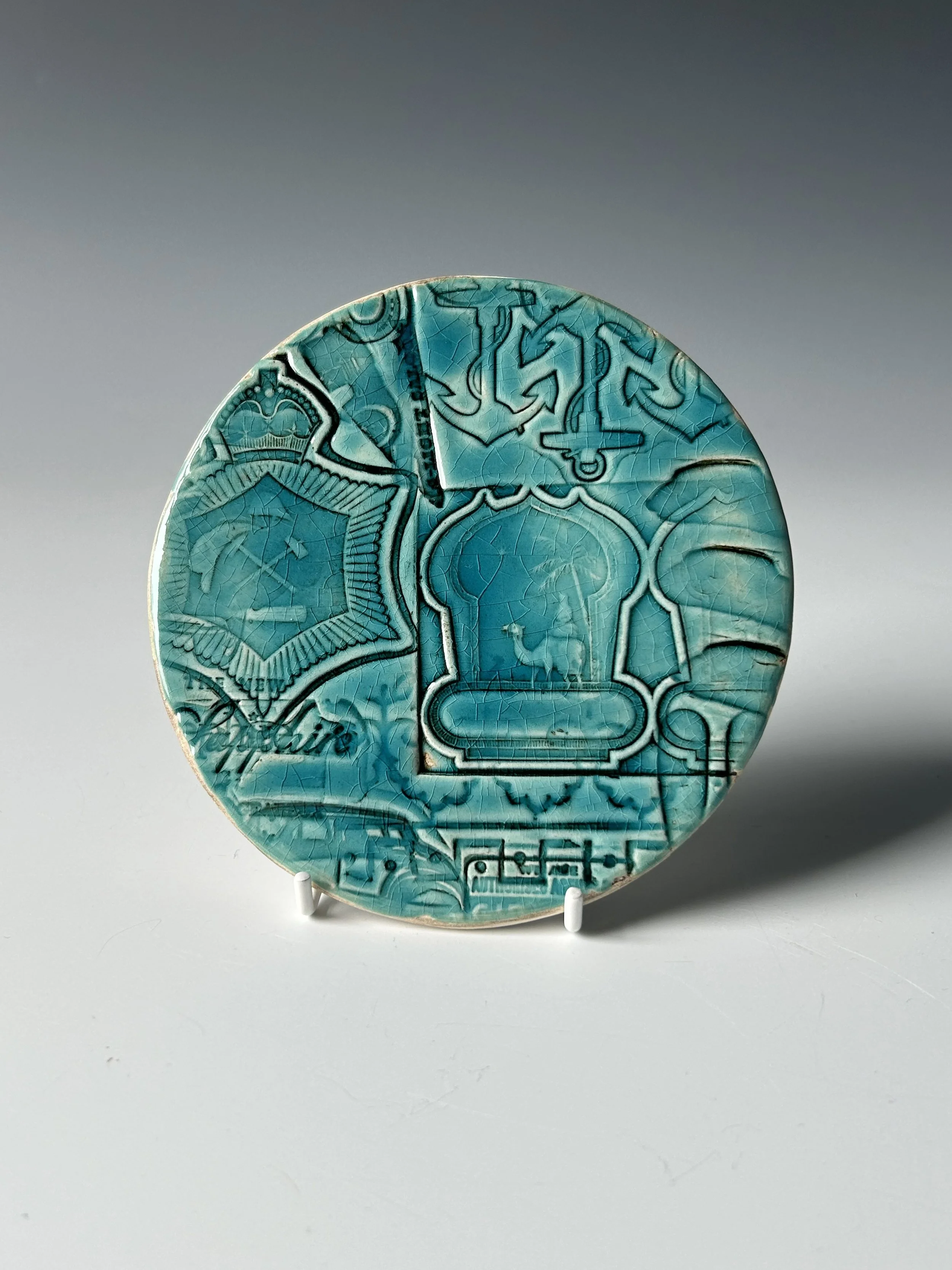 Textured Ceramic Plaque: Anchor and Camel