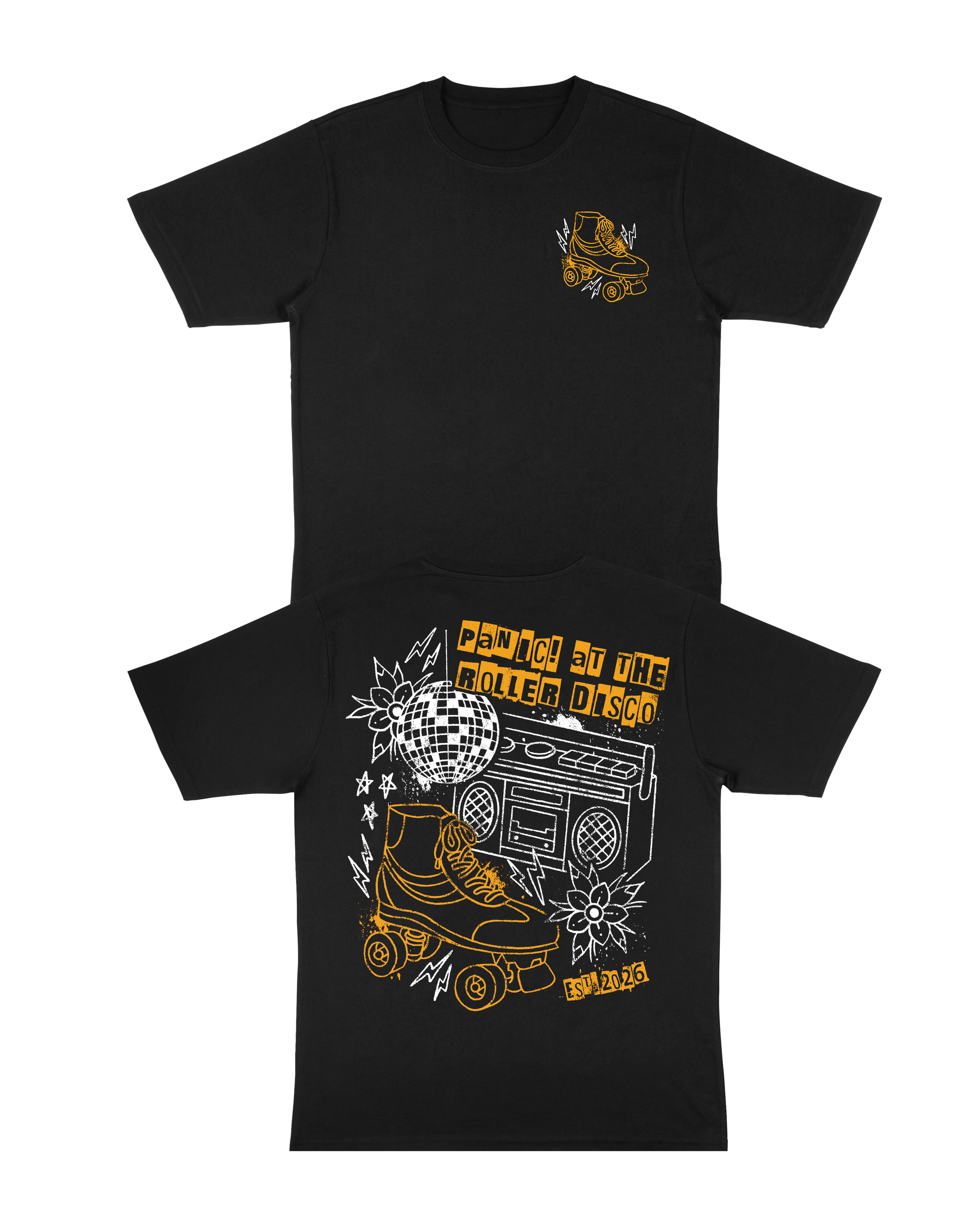 'Panic! At The Roller Disco' Black Skate T-Shirt