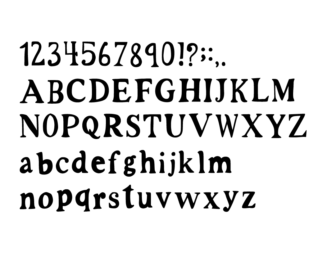 Image displaying various stylized numbers and alphabet letters in black font on a white background