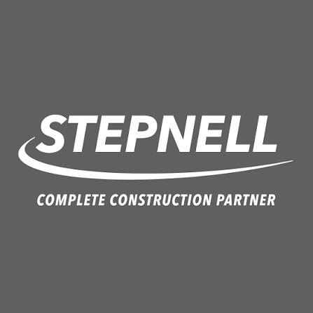 Stepnell logo with slogan 'Complete Construction Partner' on a gray background.