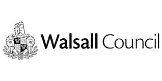 Walsall Council logo with a heraldic crest and the words 'Walsall Council'