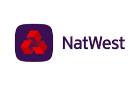NatWest logo with purple background and red geometric symbol