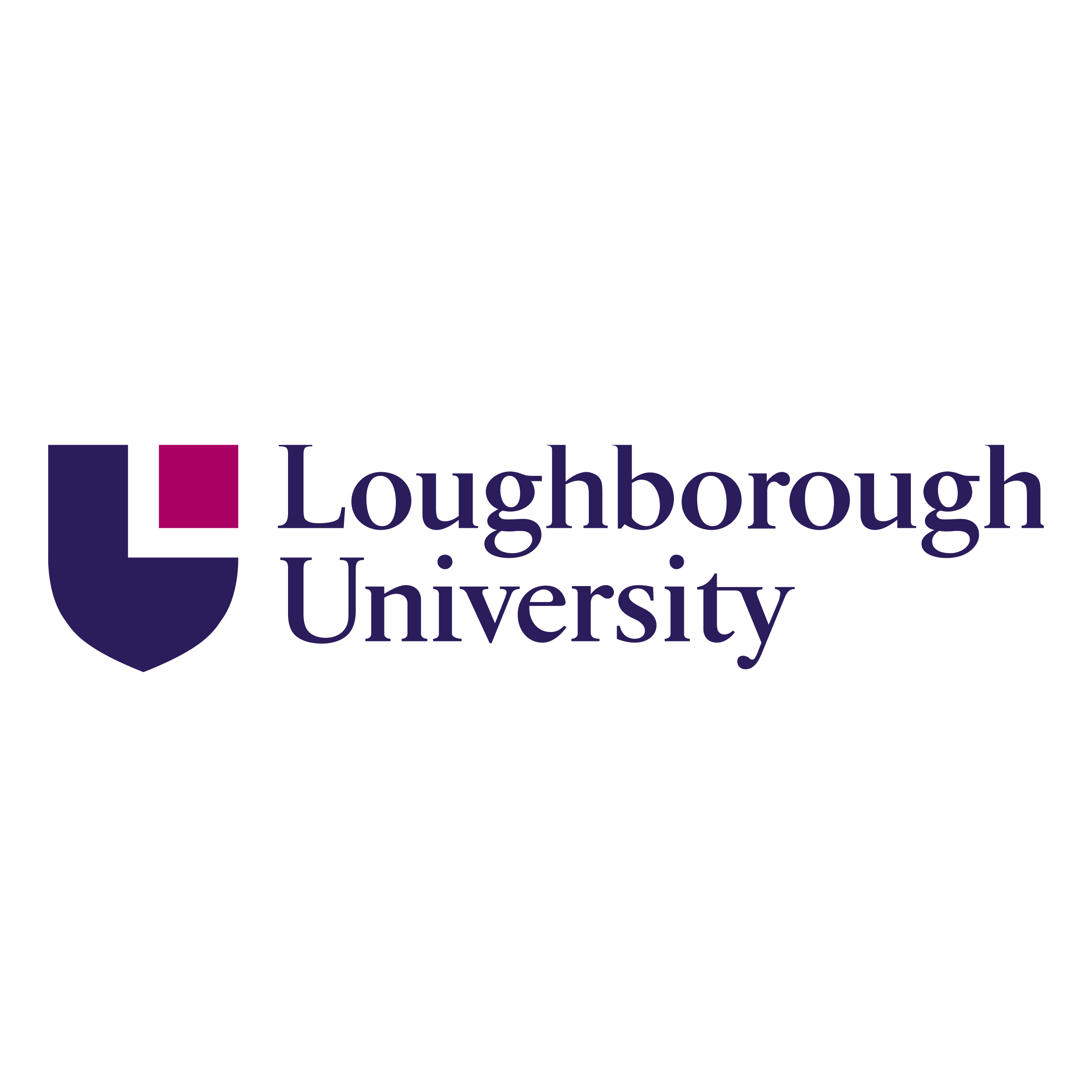 Loughborough University logo with purple and pink blocks forming a stylized letter 'L' and the university name in purple text.