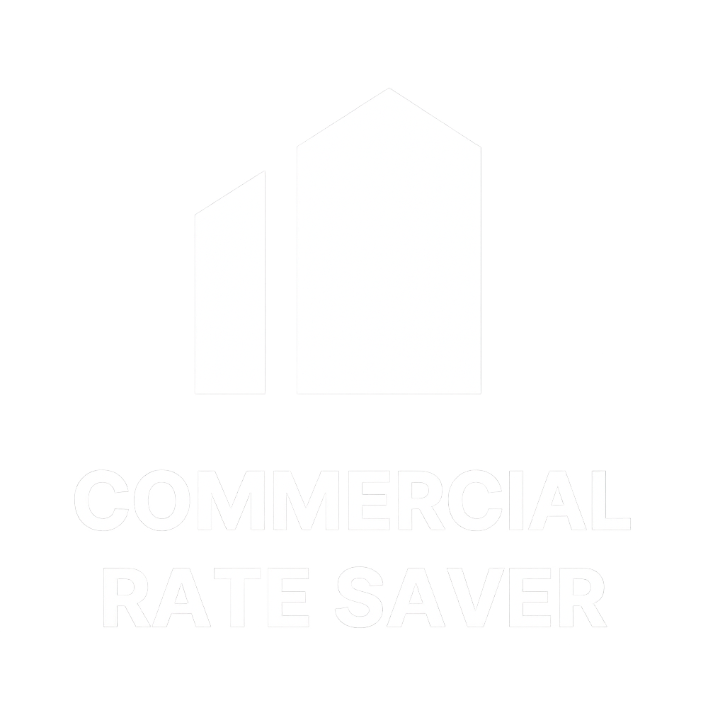 Logo with two ascending bars and the text 'Commercial Rate Saver' beneath.