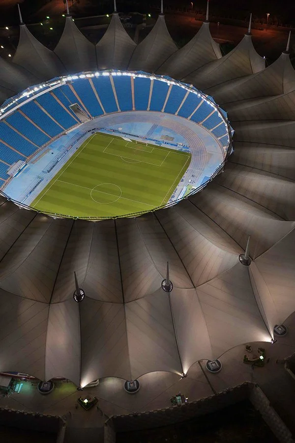 Aerial view of a football stadium with official Hospitality.