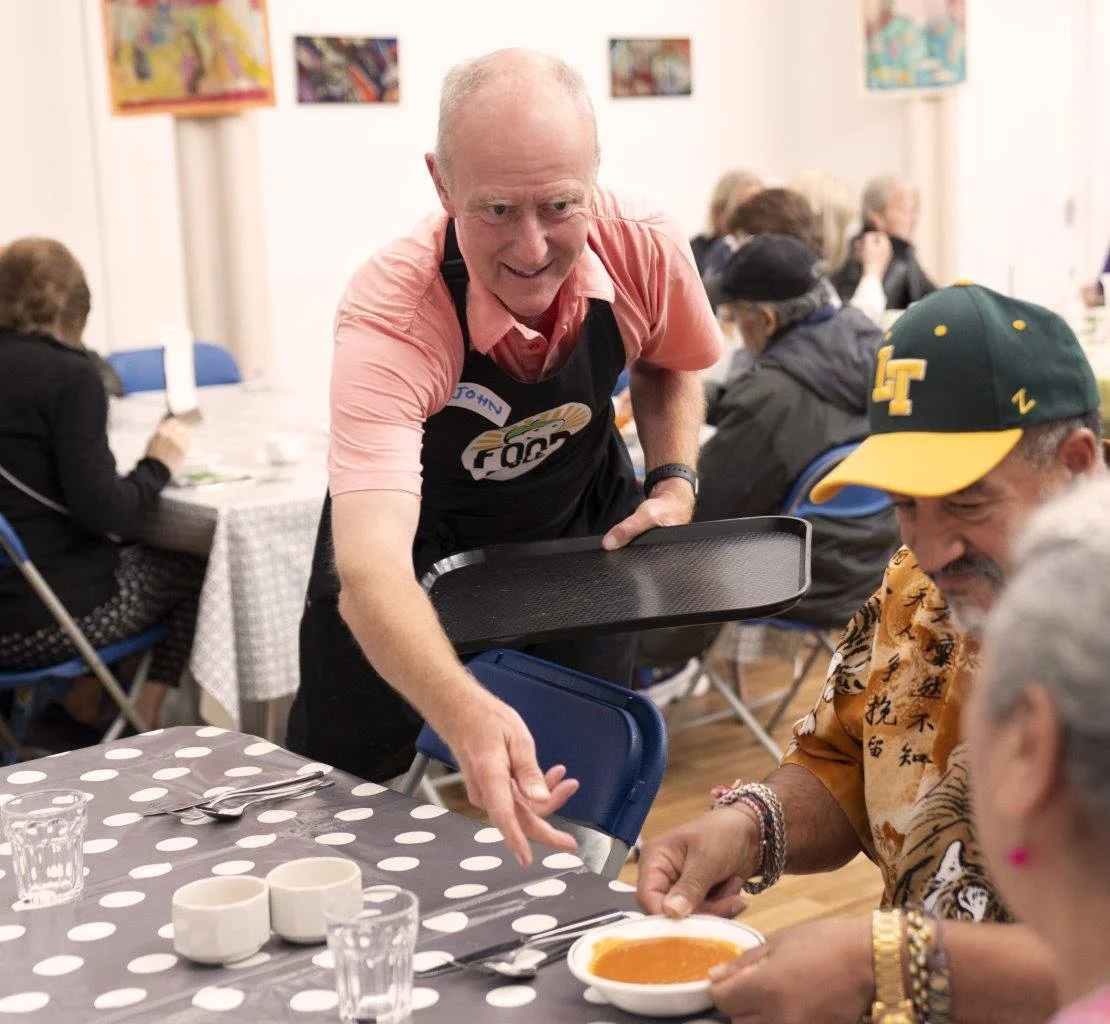 Dinner being served at FoodCycle Marylebone