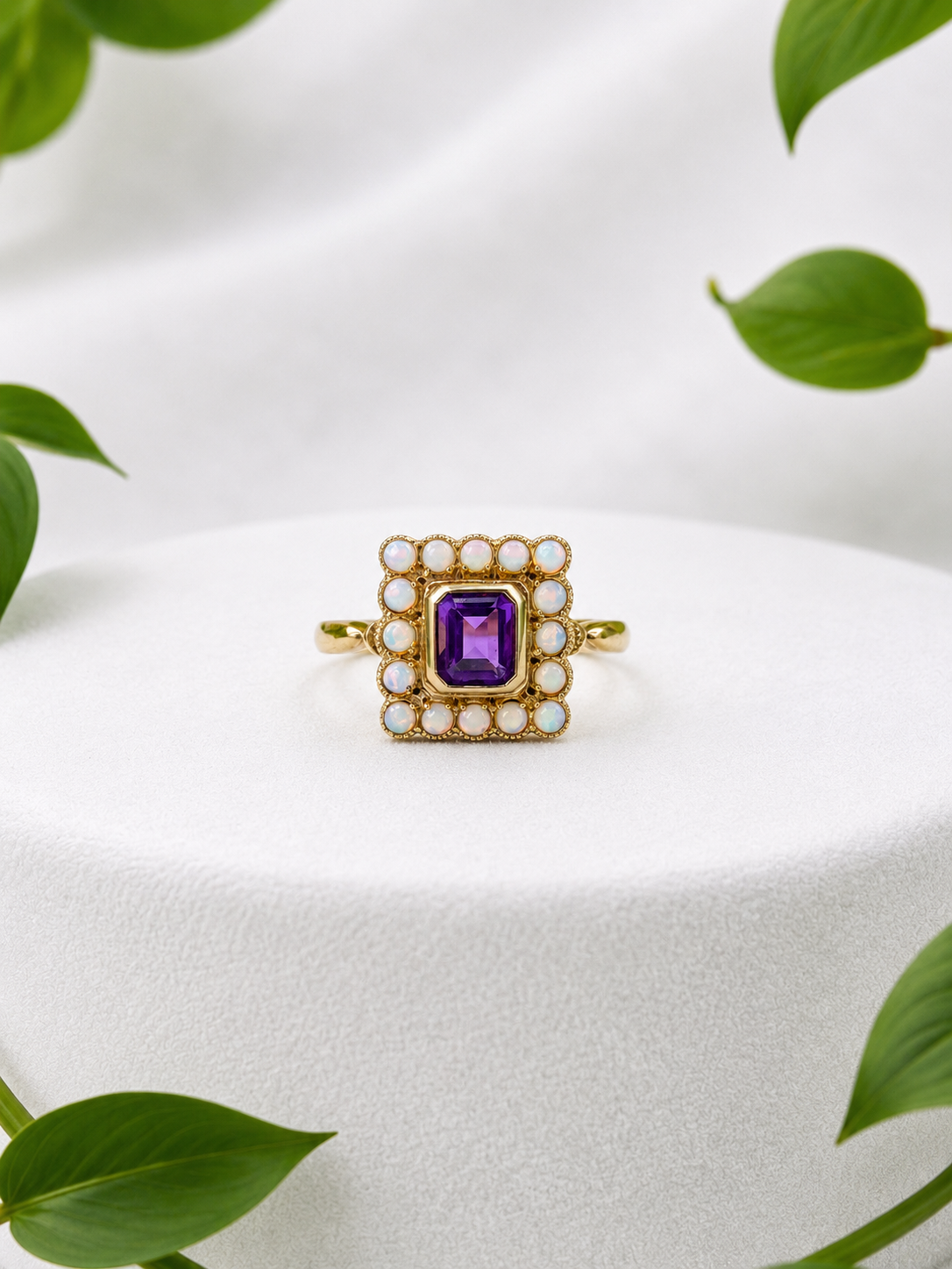 Vintage Opal and Amethyst Ring