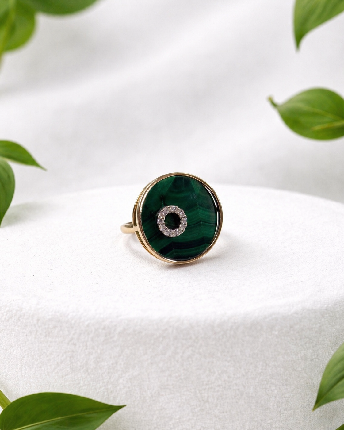 Malachite and Diamond Ring