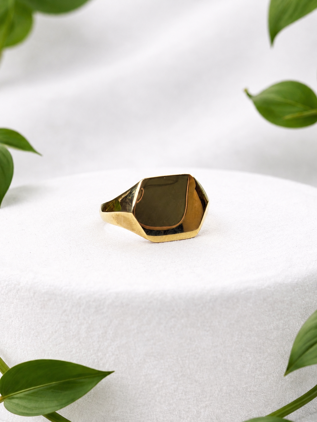 Geometric Yellow Gold Signet Ring