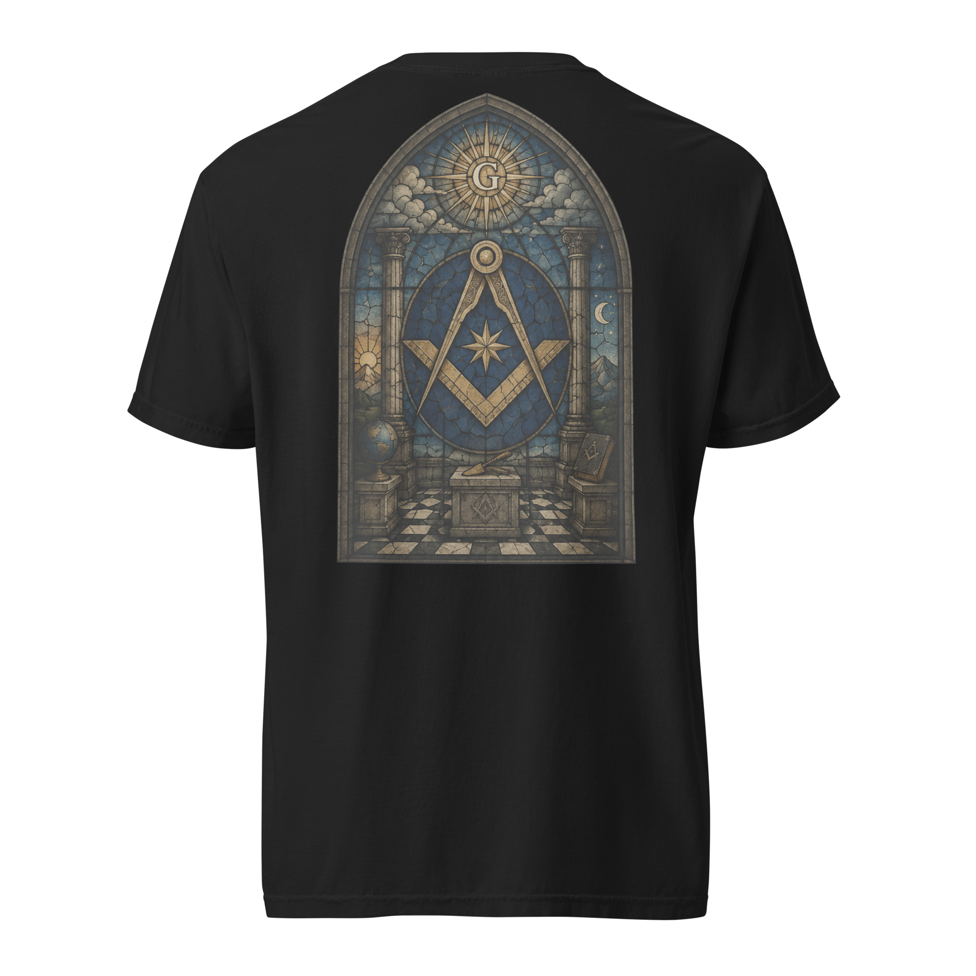 Square & Compasses Stained Glass T-Shirt