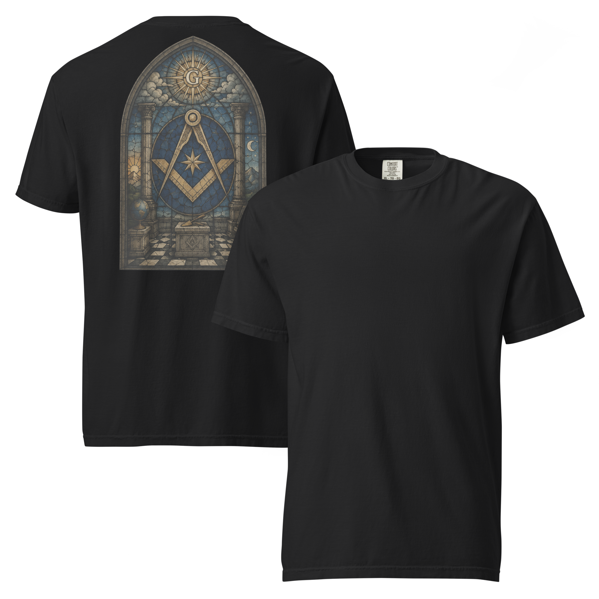 Square & Compasses Stained Glass T-Shirt