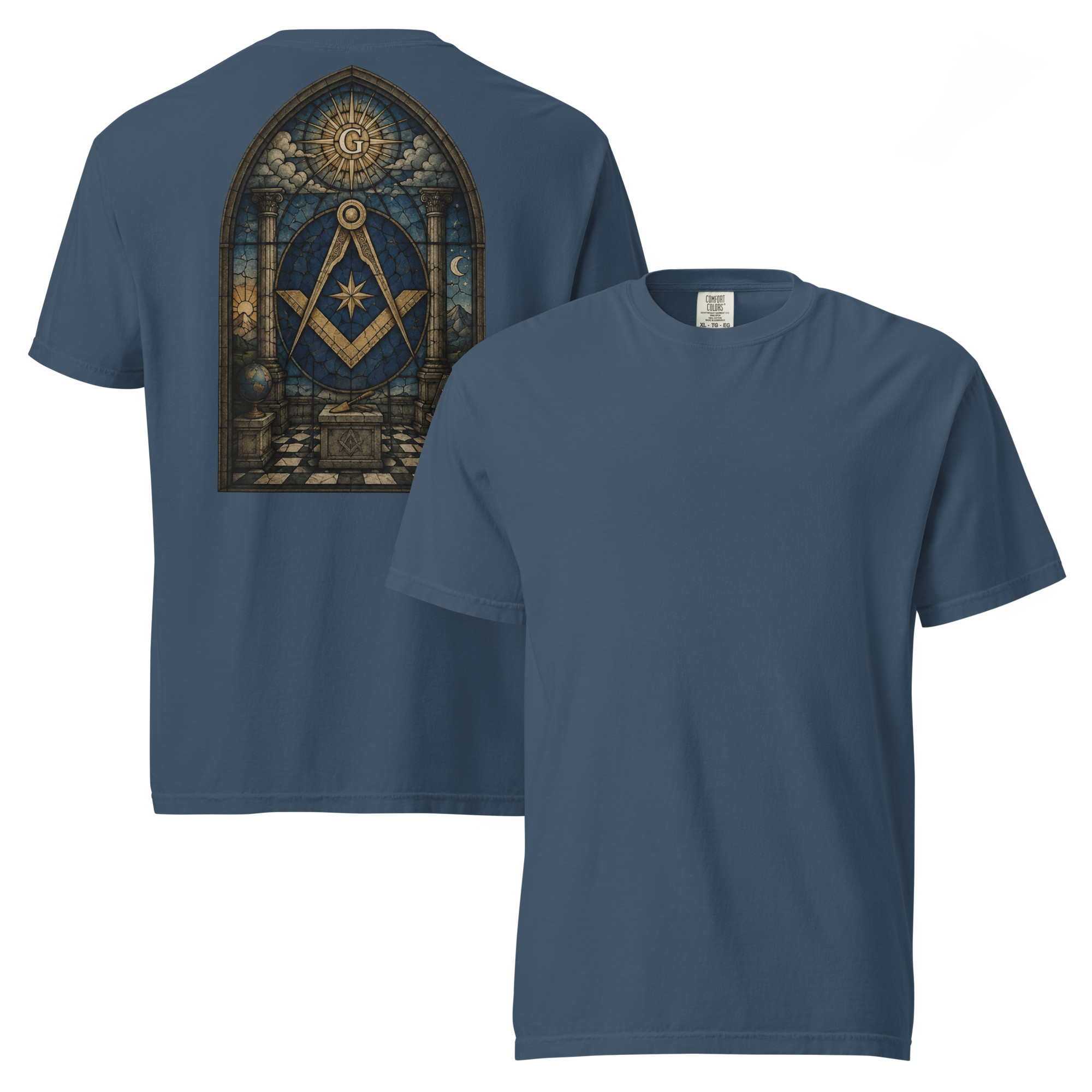 Square & Compasses Stained Glass T-Shirt
