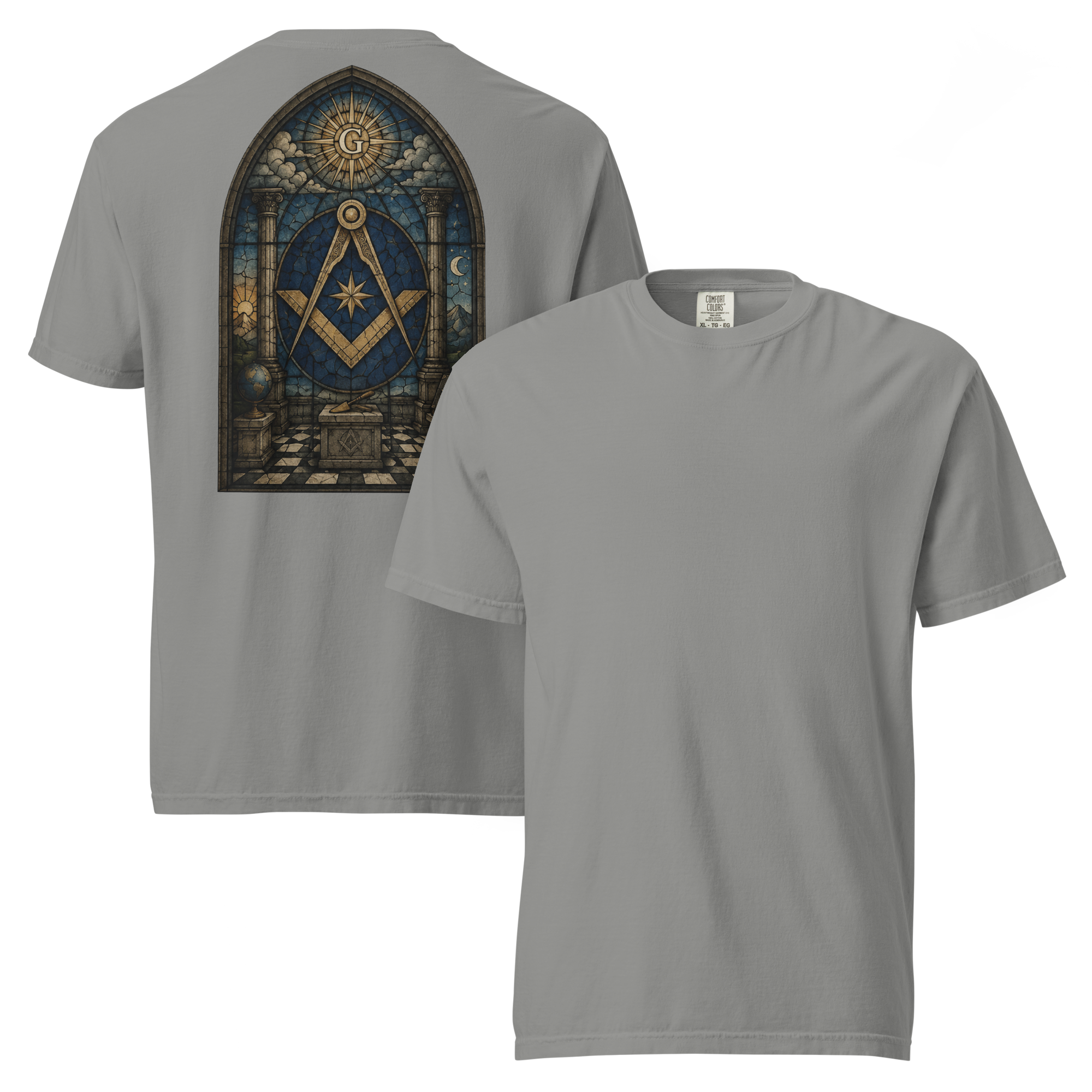 Square & Compasses Stained Glass T-Shirt