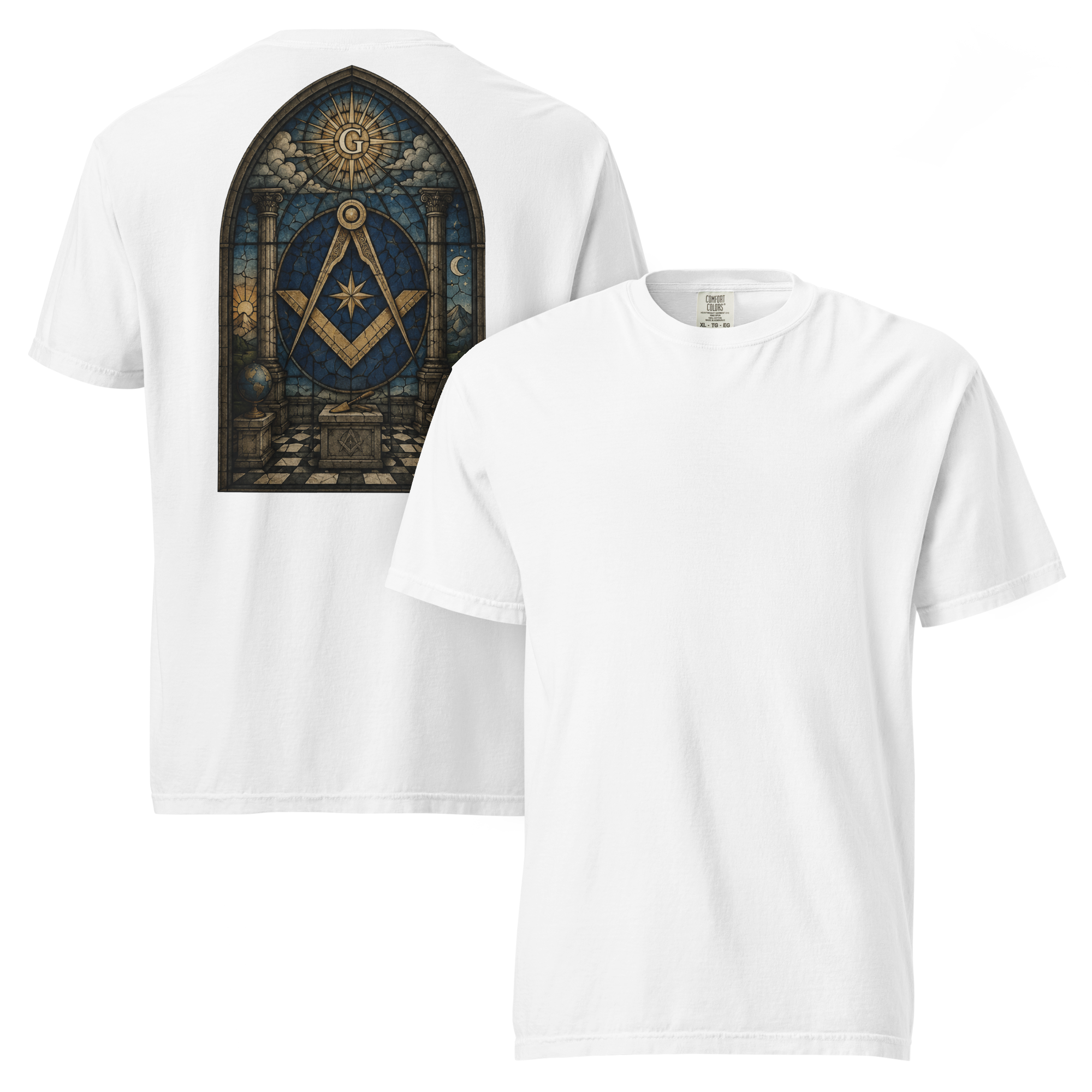 Square & Compasses Stained Glass T-Shirt