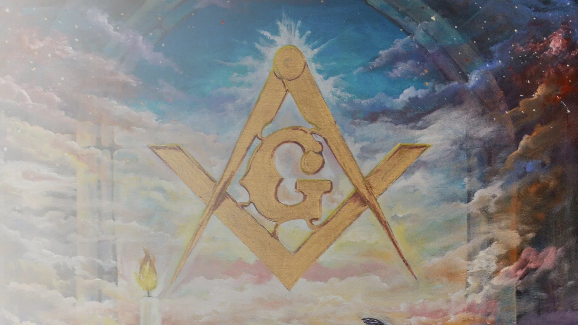Masonic square & compasses oil painting by John Philip Capello.