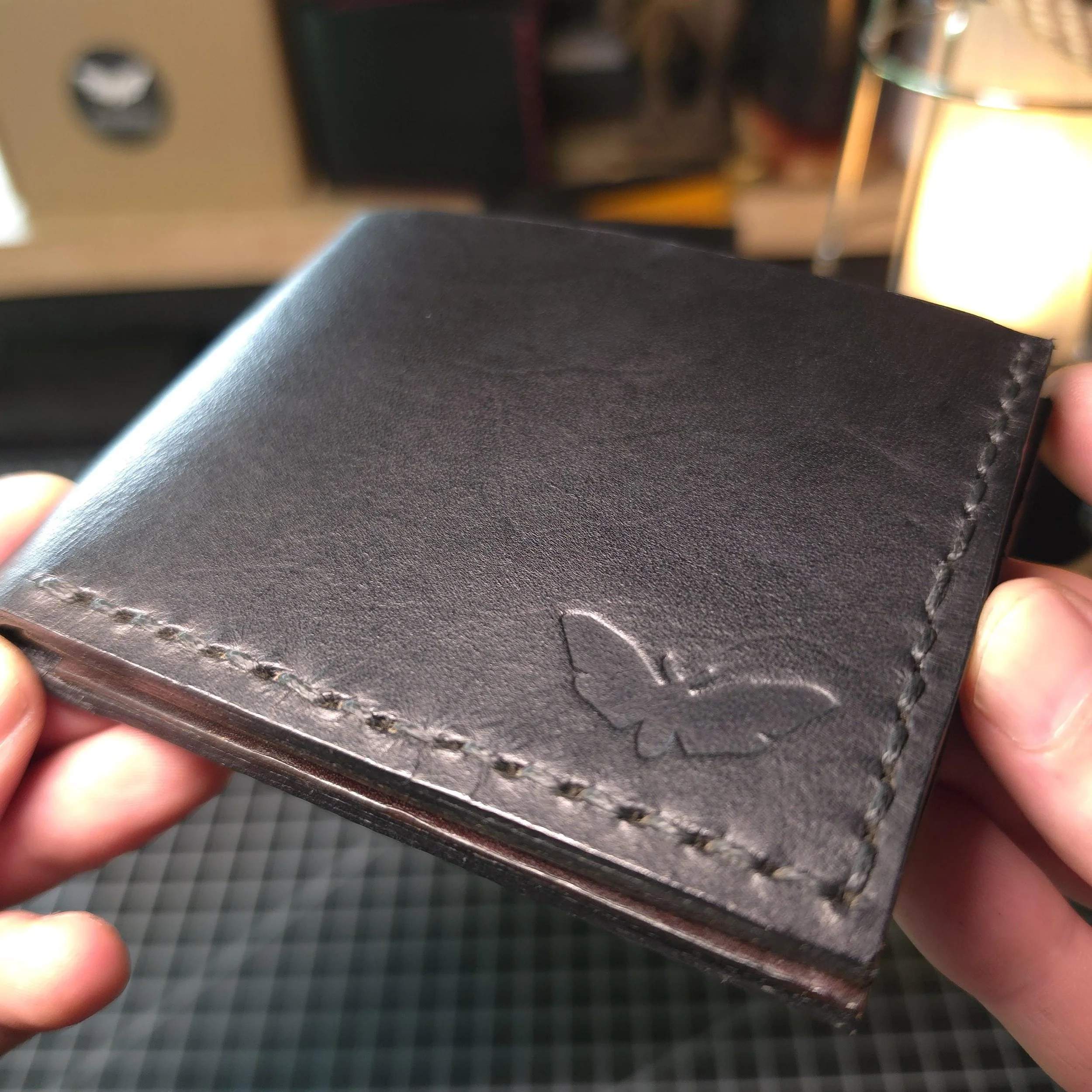 Handmade and hand stitched leather wallet