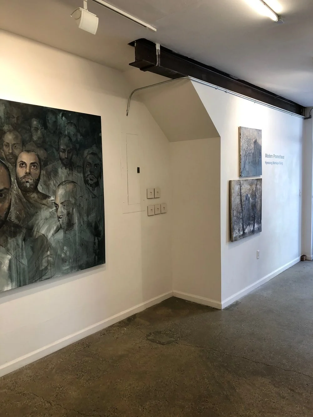 Installation view of Modern Prometheus with works by Hyeseung Marriage-Song