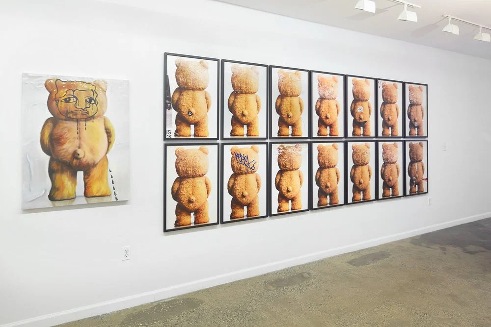 Jason Bryant, Thunder Buddies for Life, 2017 (Left;) Charles Cohen, Ted, 2015 (Right) installation view