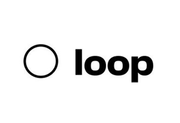 Circular shape next to the word 'loop' in black text.