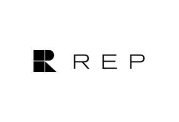 Logo with a stylized 'R' and the word 'REP' in minimalist black and white design.