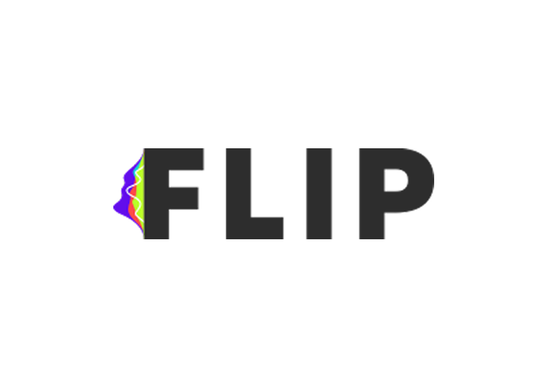 The word 'FLIP' with colorful waveforms emanating from the letter F.