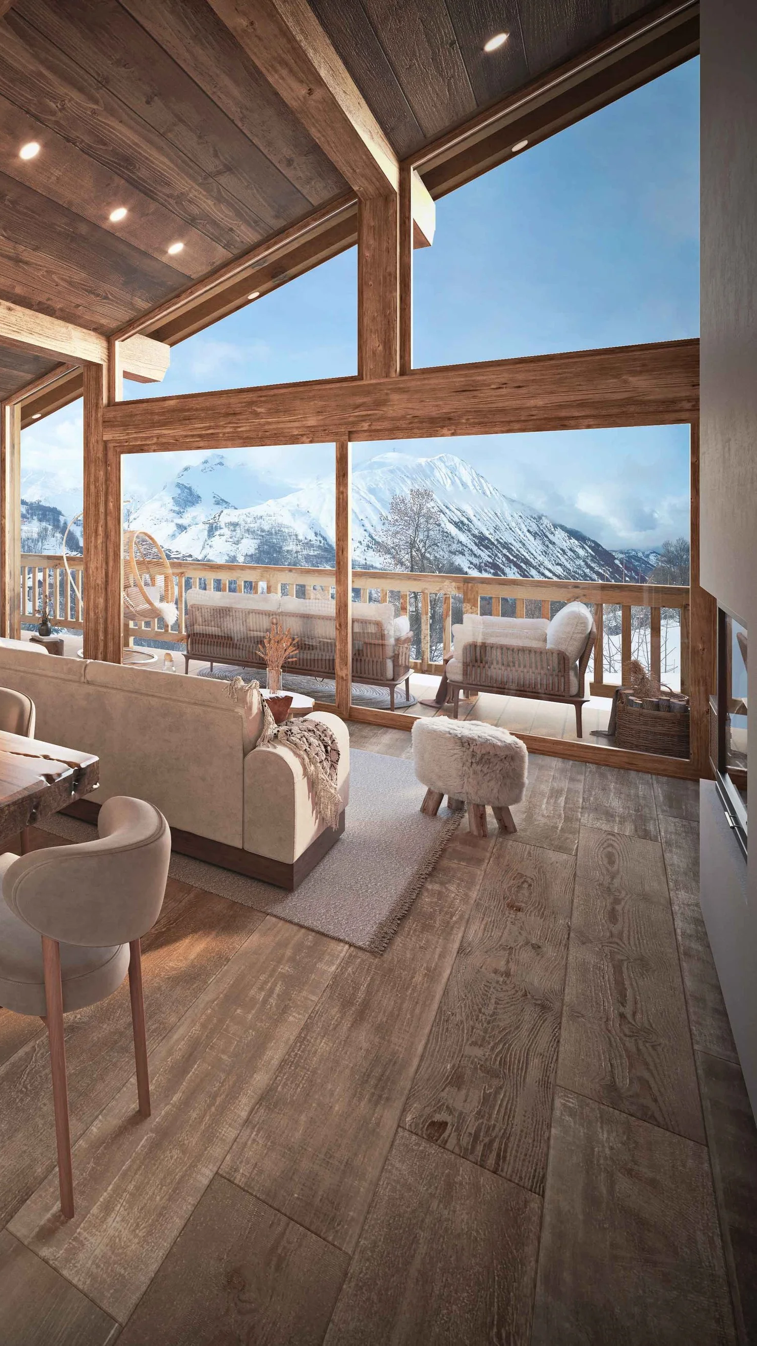 Appartement à vendre avec espace de vie ouvert sur les montagnes de la Vallée des Belleville, idéal pour une résidence secondaire avec HOME SUMMIT.