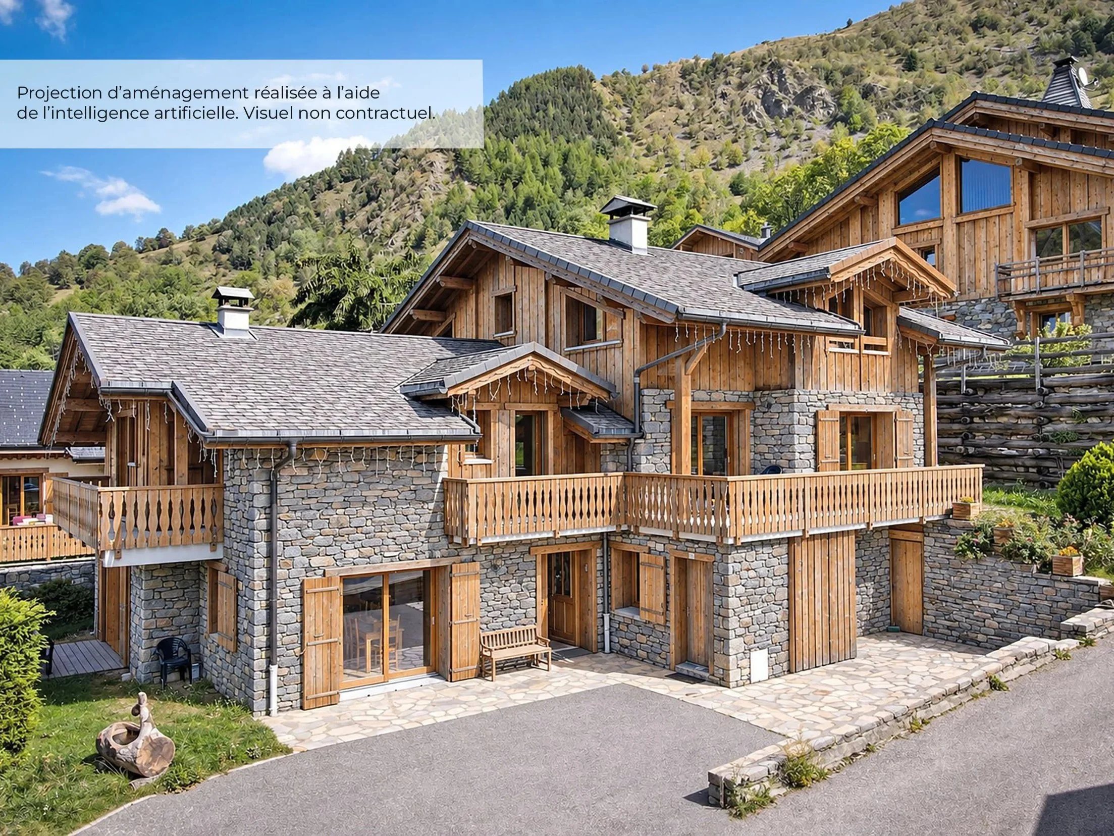 Projection d’aménagement de deux chalets à vendre près de Saint-Martin-de-Belleville dans la Vallée des Belleville