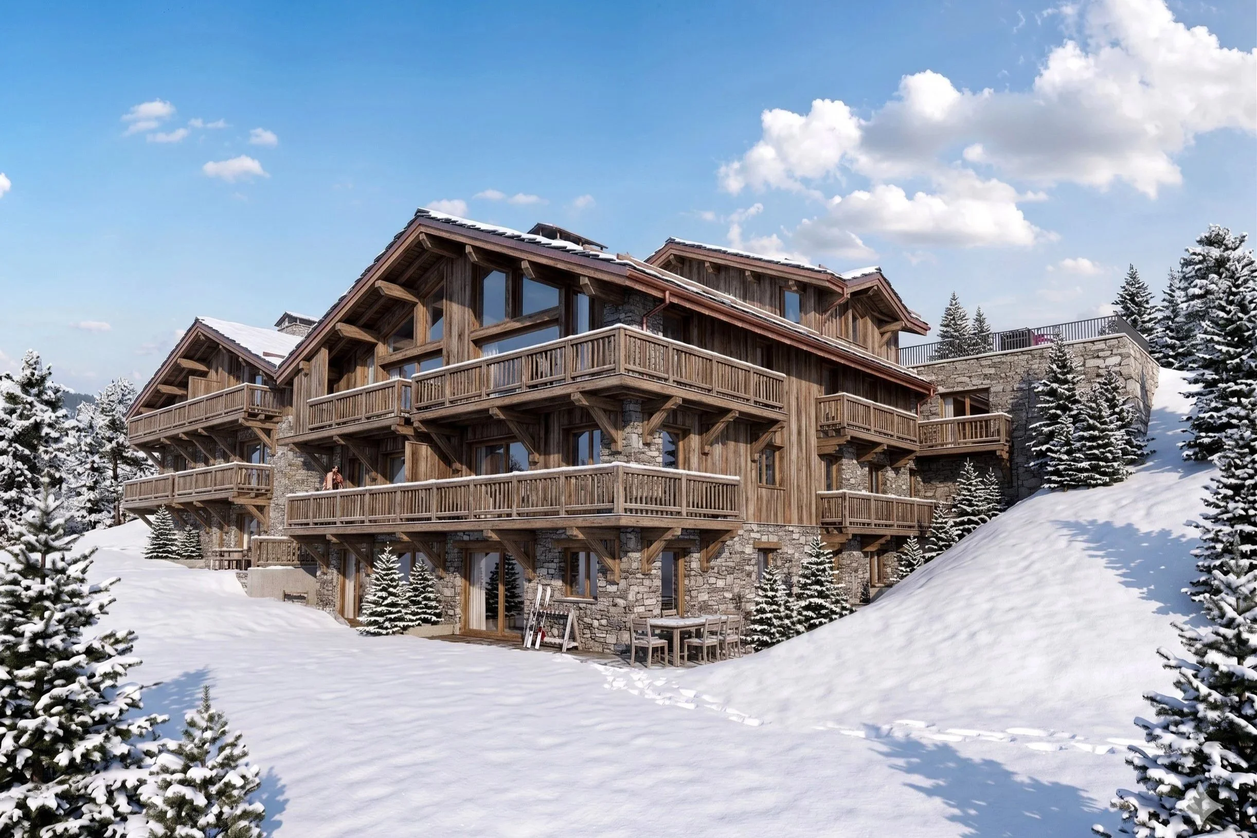 Résidence de prestige en pierre et bois avec appartements B1 et B2 à vendre à Saint-Martin-de-Belleville, au cœur des 3 Vallées – HOME SUMMIT