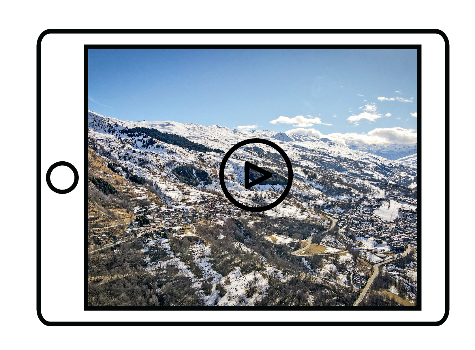 Présentation vidéo de l’environnement d’un chalet de prestige à proximité de Saint-Martin-de-Belleville, avec vue aérienne sur les villages savoyards et les montagnes enneigées de la Vallée des Belleville, au cœur des 3 Vallées.
