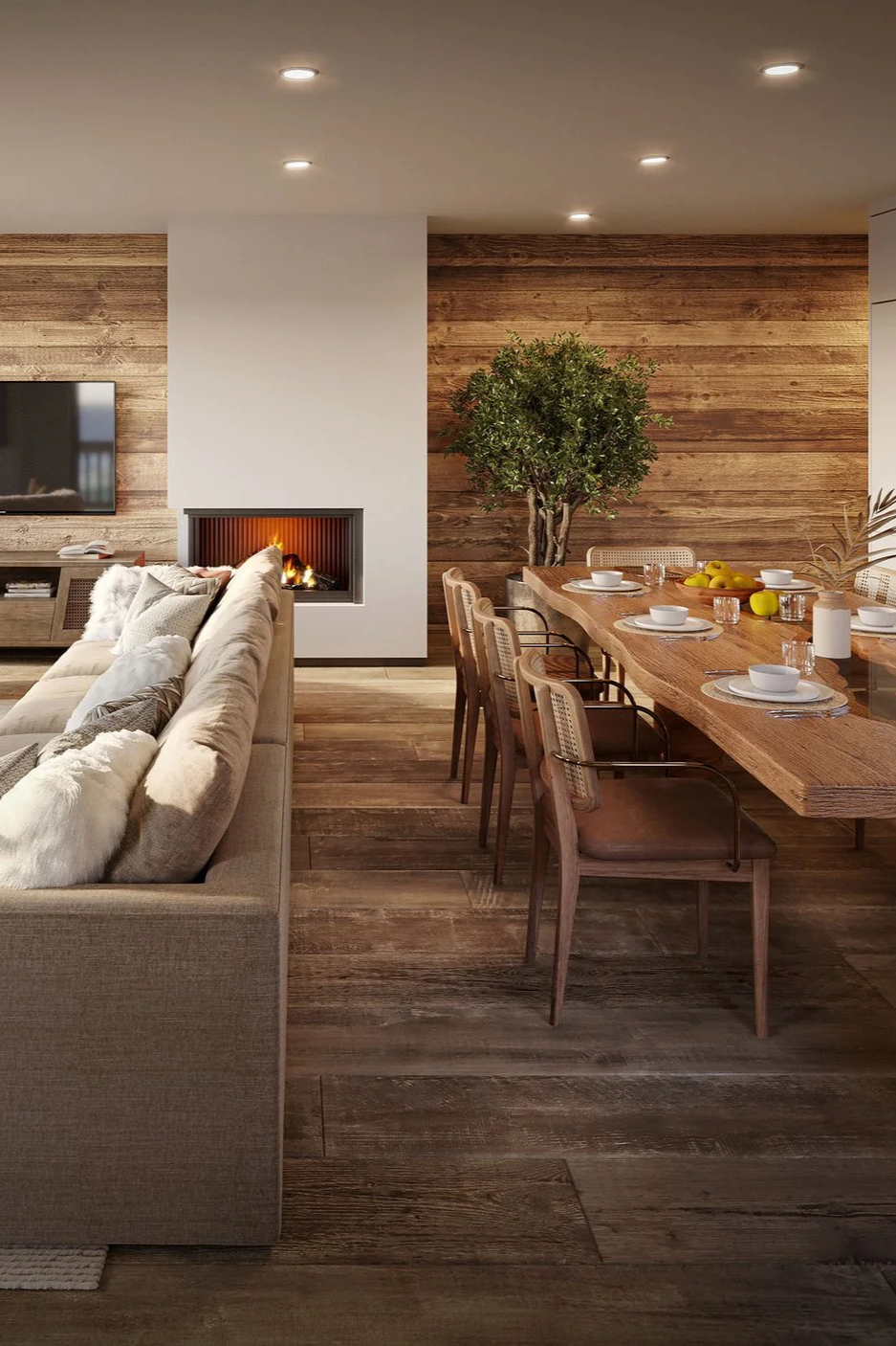 Pièce de vie spacieuse avec prestations premium dans un appartement de prestige à vendre à Saint-Martin-de-Belleville, proche des pistes de ski des 3 Vallées.