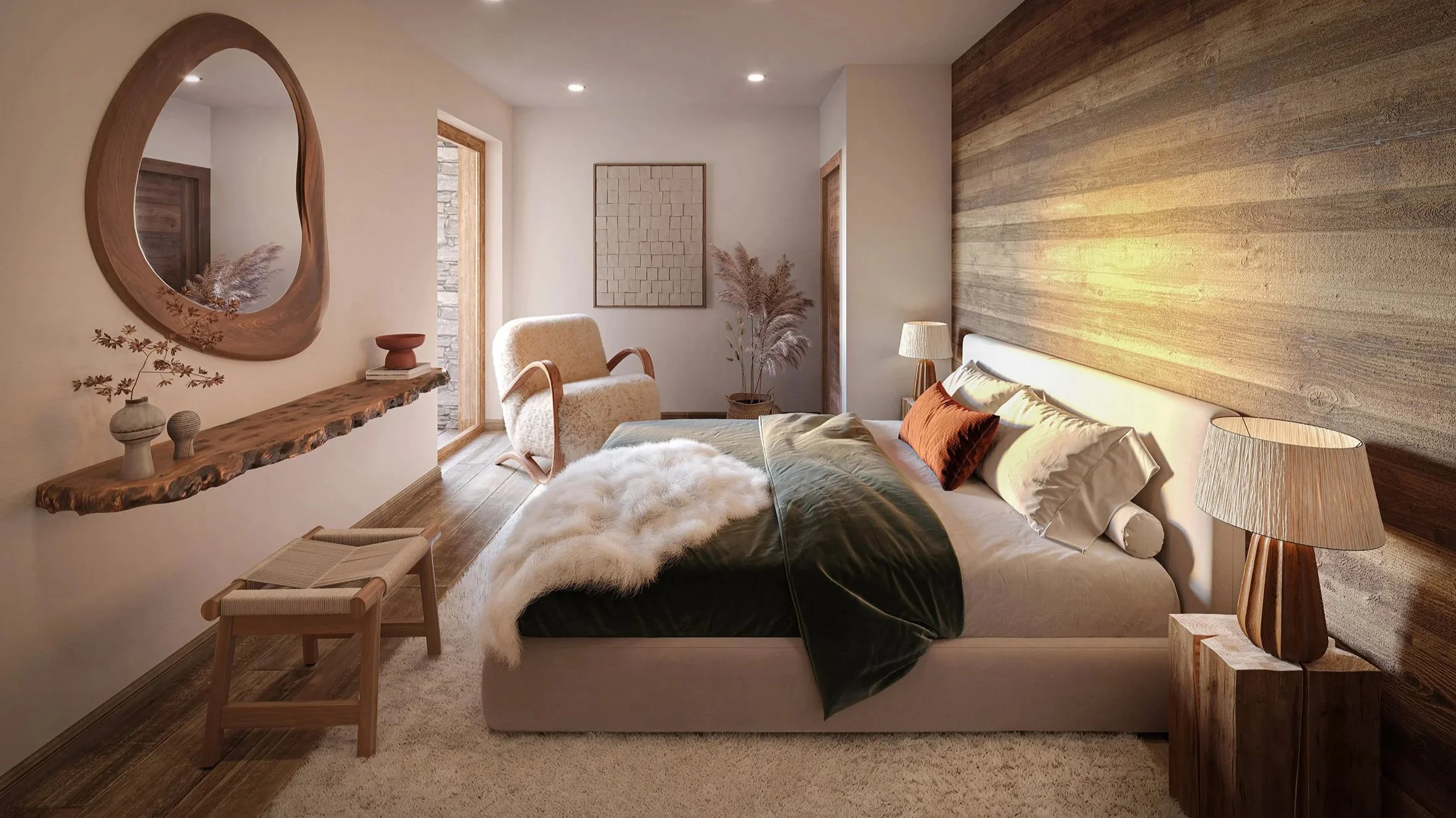 Projection d’aménagement d’une chambre dans un appartement de 95 m² à vendre à Saint-Martin-de-Belleville