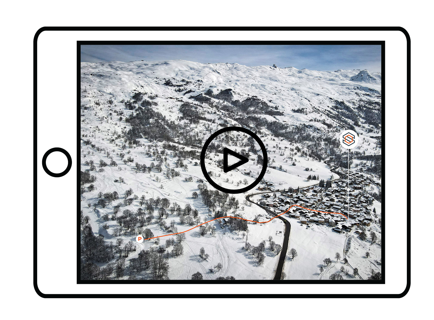 Survolez le village de Saint-Marcel pour situer cette maison de village à vendre proposée par HOME SUMMIT, agence immobilière indépendante à Saint-Martin-de-Belleville.