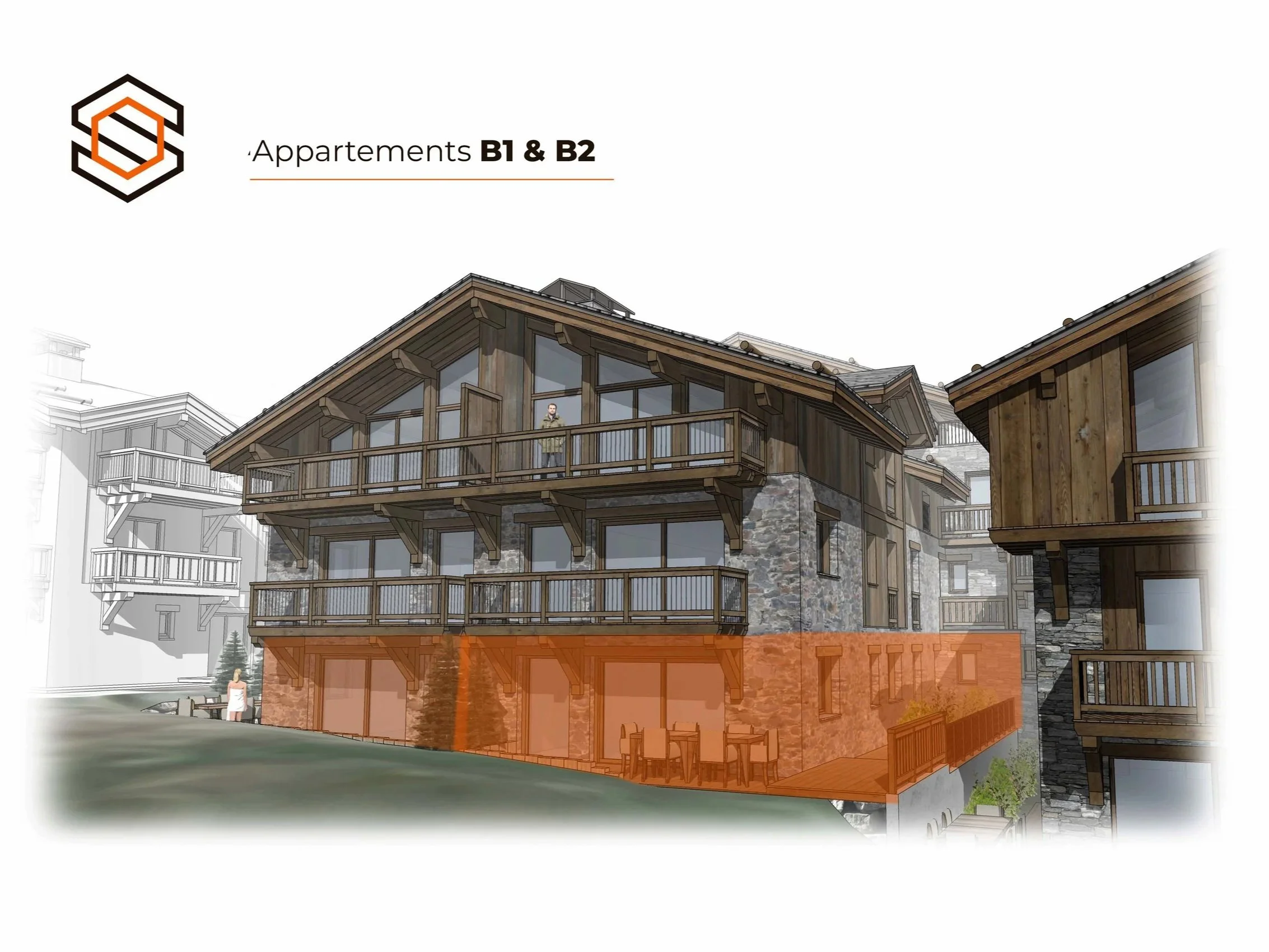 Appartements B1 et B2 de prestige à vendre à Saint-Martin-de-Belleville, environ 200 m², 6 chambres et vue sur la Vallée des Belleville – HOME SUMMIT