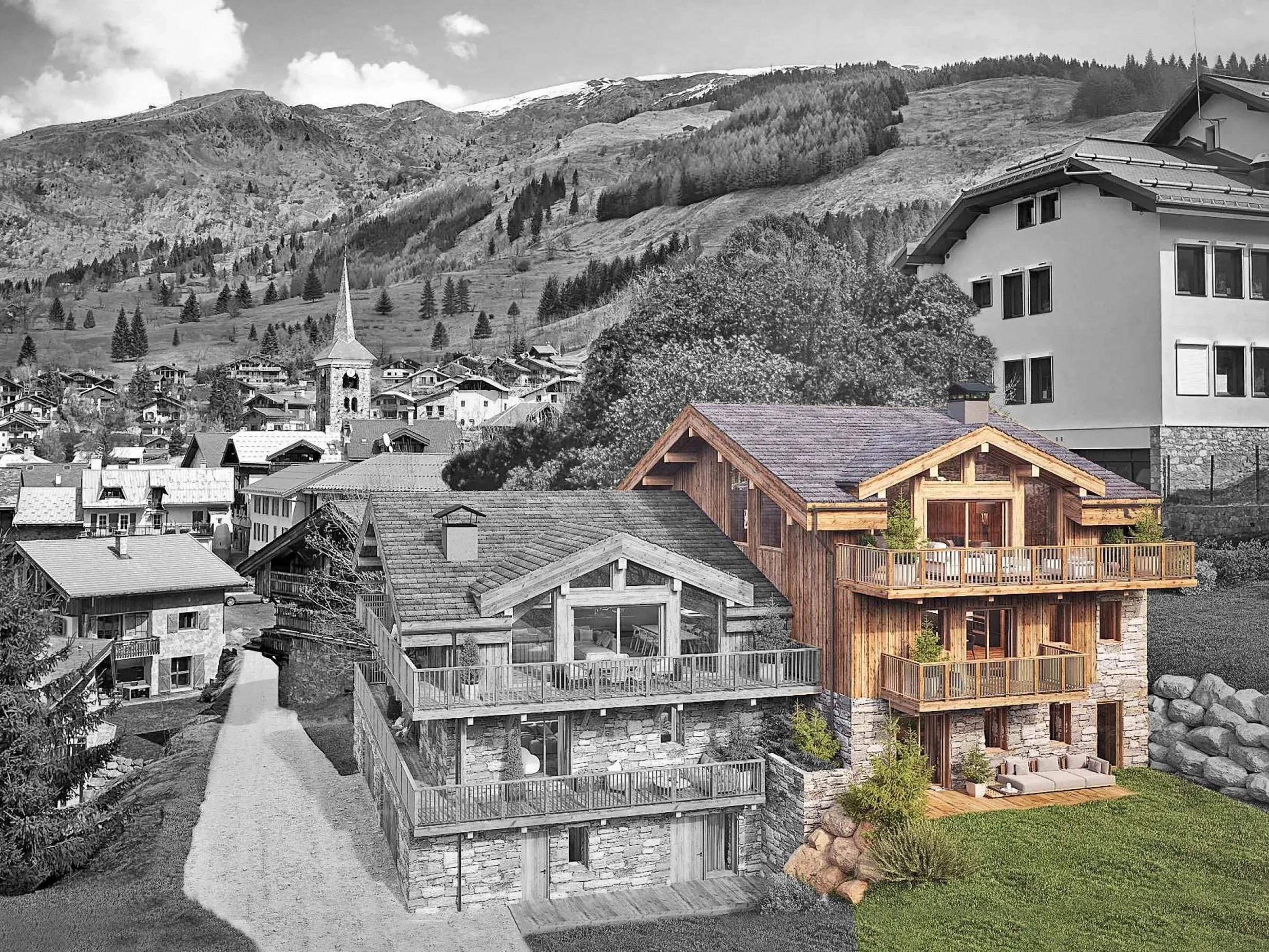 Projection architecturale du chalet de prestige de 340 m² à vendre à Saint-Martin-de-Belleville – HOME SUMMIT