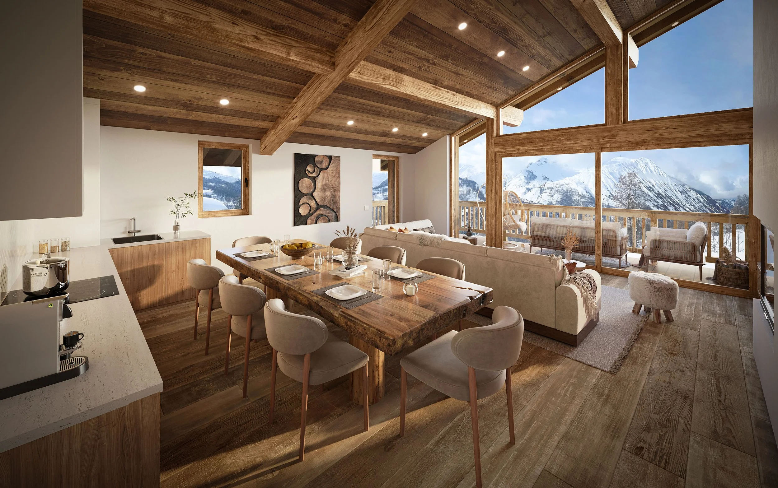 Appartement duplex penthouse élégant à vendre à Saint-Martin-de-Belleville avec vue montagne, proposé par l’agence immobilière HOME SUMMIT