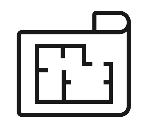 Schéma de plan d'étage simple avec plusieurs pièces et couloir.