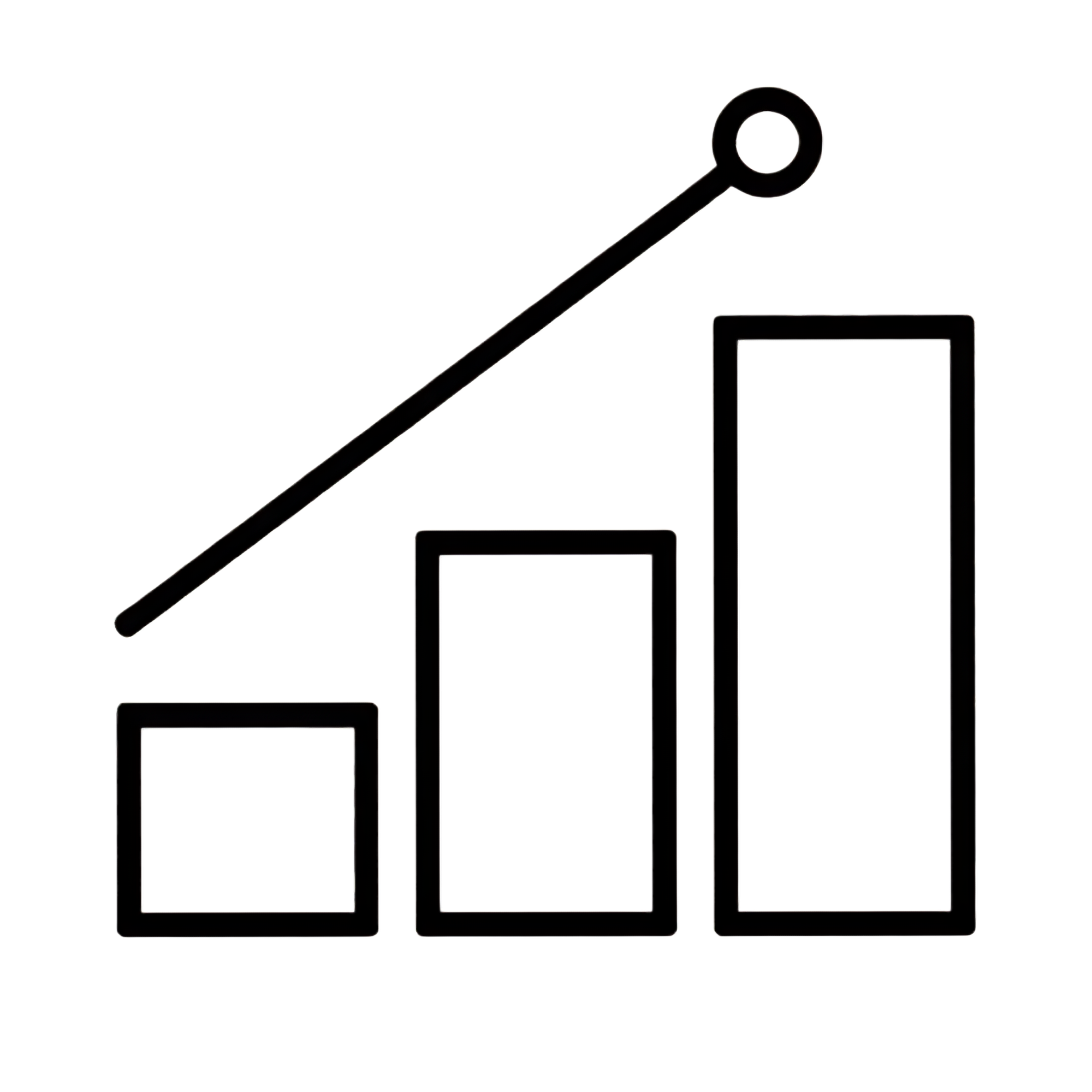 Geometric drawing of an outline square with sections divided by vertical, horizontal, and diagonal lines.