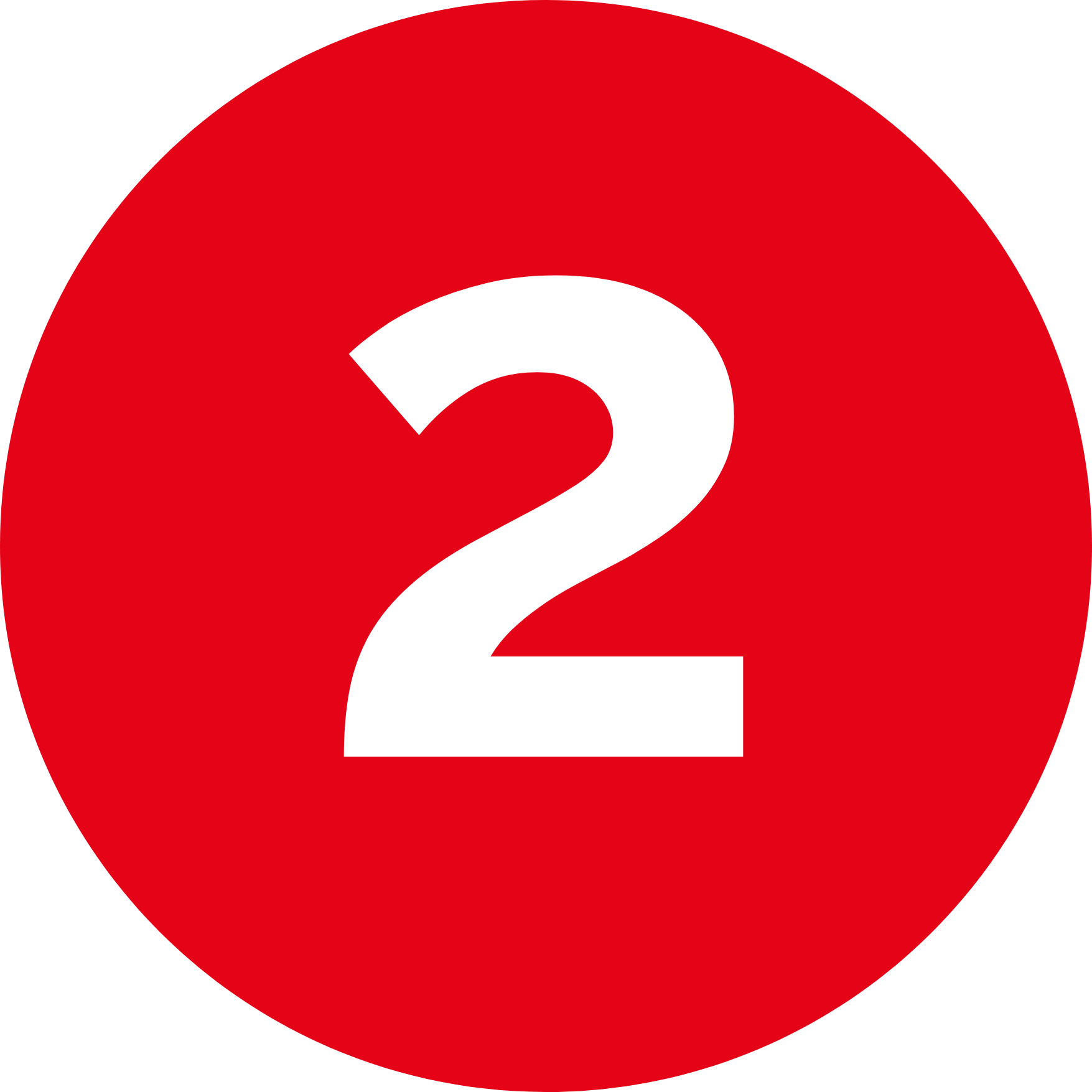 Red circular icon with the number 2 in white, symbolizing the second step in a sequence.