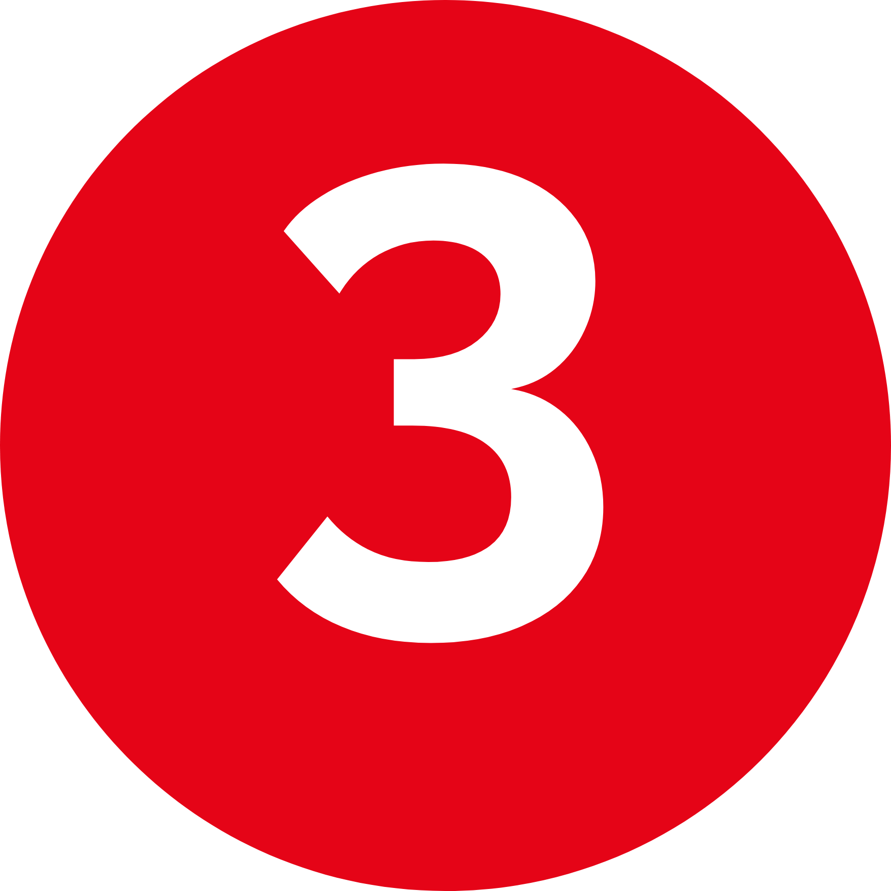 Red circular icon with the number 3 in white, indicating the third step or final phase in a process.