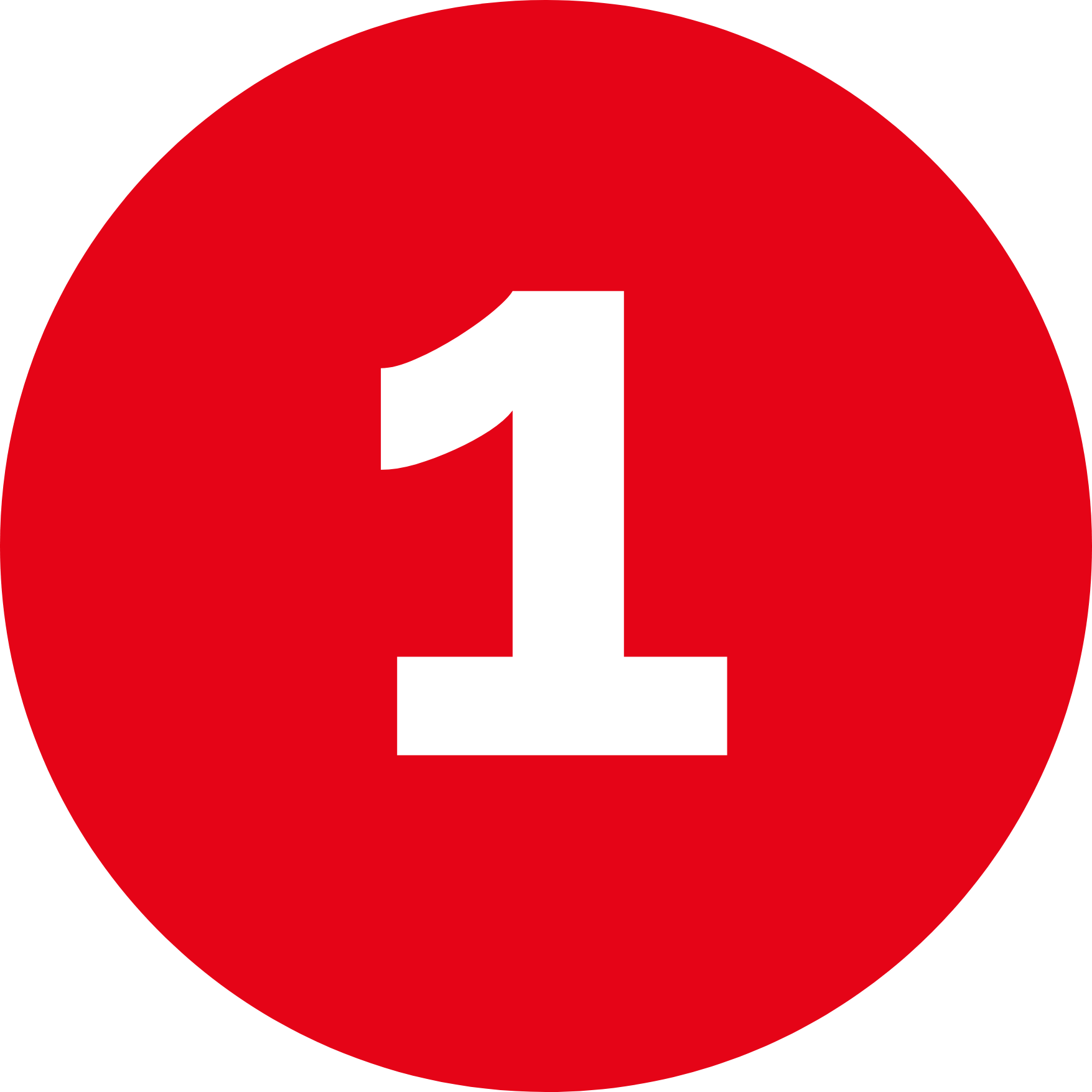 Red circular icon with the number 1 in white, representing the first step or stage in a process.