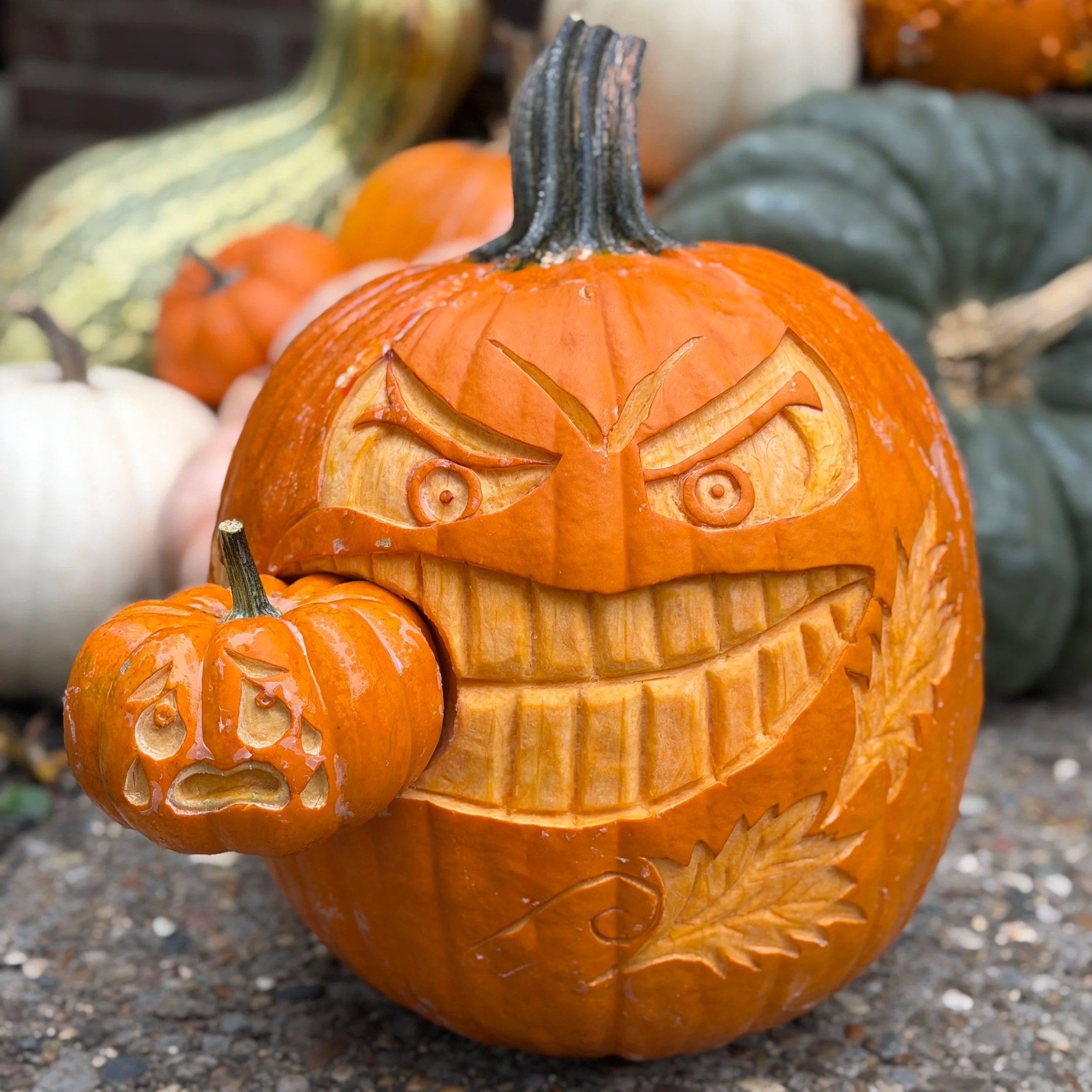 Artisan Carved Pumpkin by Rodriguez Event Creations
